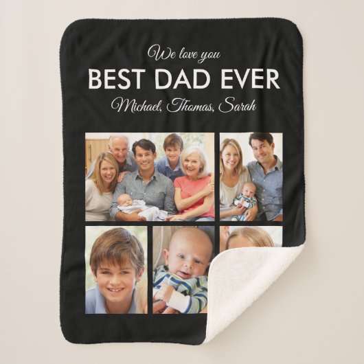 Fathers Day Best Dad ever Trendy Photo Collage Sherpa Deken (Voorkant)