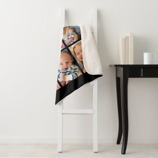 Fathers Day Best Dad ever Trendy Photo Collage Sherpa Deken (In situ)