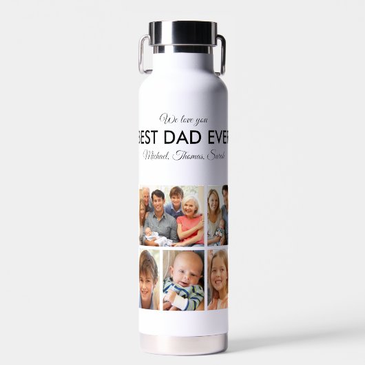 Fathers Day Best Dad ever Trendy Photo Collage Waterfles (Voorkant)