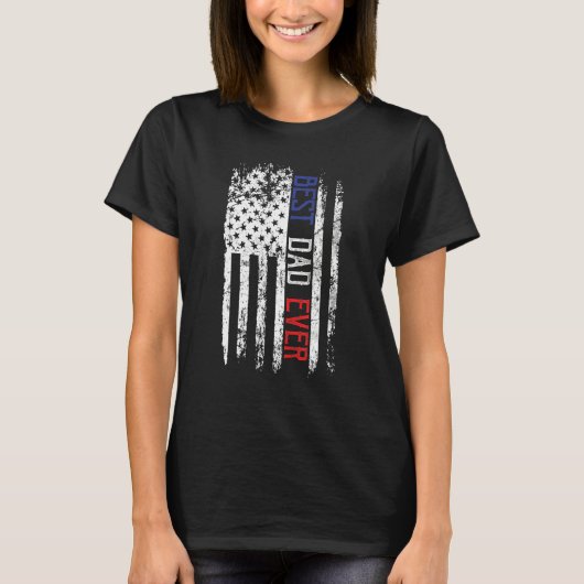 Father's Day Best Dad Ever With Us American Flag T-shirt (Voorkant)