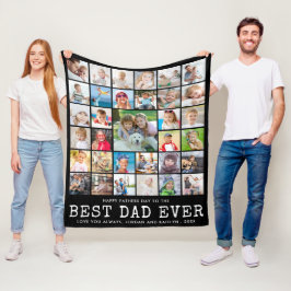 Fathers Day BEST DAD OOIT Photo Collage Jouw tekst Fleece Deken