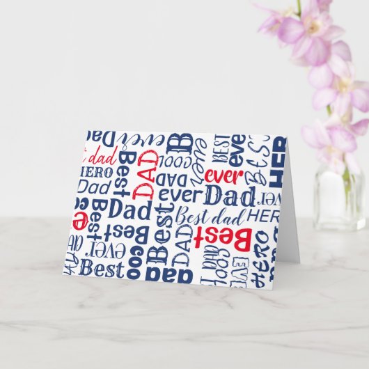 Fathers Day Best Dad typografie Red white en Blue Kaart (Orchidee)