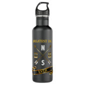 Fathers Day Black en Gold Metal Water Bottle Waterfles (Voorkant)