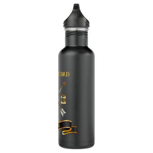 Fathers Day Black en Gold Metal Water Bottle Waterfles (Rechts)