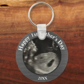 Fathers Day Black en White Photo Sonogram Sleutelhanger (Voorkant)
