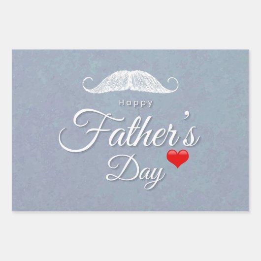 Fathers Day Black Gray Elegant Typography Heart Inpakpapier Vel (Voorkant 2)