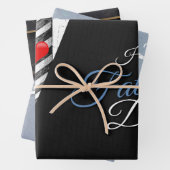 Fathers Day Black Gray Elegant Typography Heart Inpakpapier Vel (In situ)