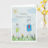Father's Day - Boy's Drawing Kaart (Gele Bloem)