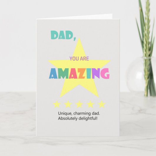 Fathers day card, Five star Dad, Love you Dad card Bedankkaart (Voorkant)