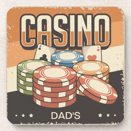 Fathers Day Casino Poker Chips Bier Onderzetter (Voorkant)