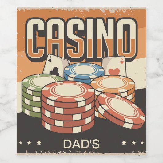 Fathers Day Casino Poker Chips Wijn Etiket (Enkel label)