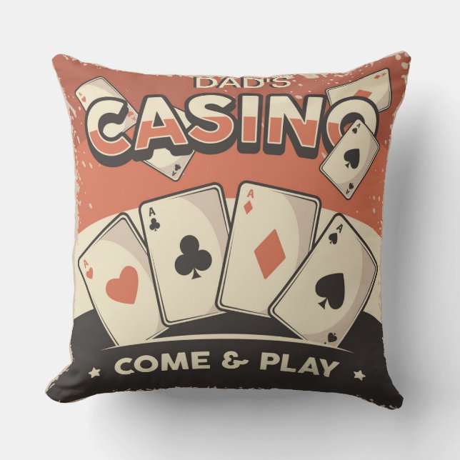 Fathers Day Casino Poker Kaarten Kussen (Voorkant)