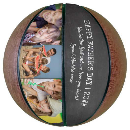 Fathers Day Chalkboard 3 Fotonamen en Jaar Basketbal (Verticaal)