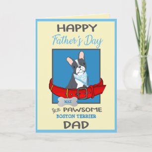 Fathers Day Custom Card van je Boston Terrier Feestdagen Kaart