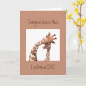 Father's Day Custom Dad my Hero Giraffe Animal Fun Kaart (Gele Bloem)