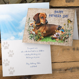 Fathers Day Dachshund Custom Message Kaart