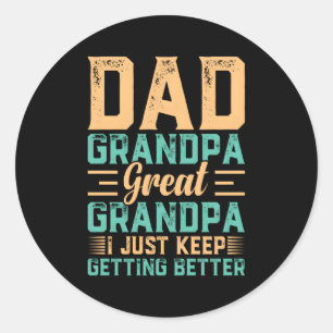 Fathers Day Dad Grootpa Great Grandpa Ronde Sticker