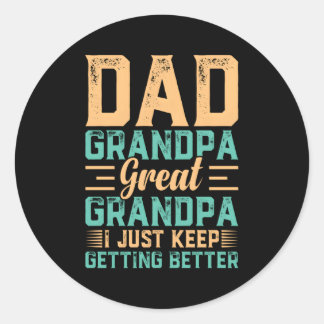 Fathers Day Dad Grootpa Great Grandpa Ronde Sticker