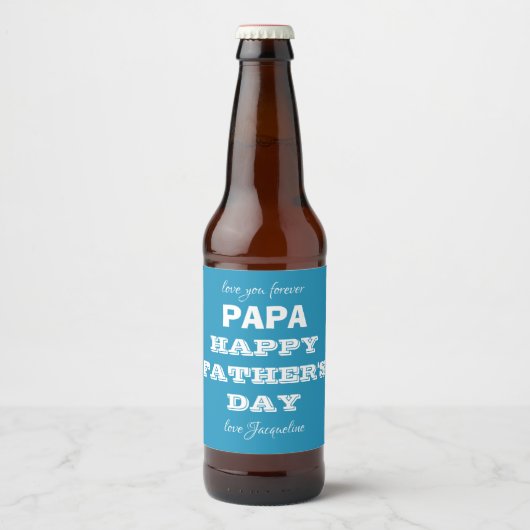 Fathers Day Daddy Papa Custom Modern Bier Etiket (Voorkant)