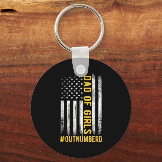 Father's Day Daughter Xmas Dad Of Girls Outnumbere Sleutelhanger (Voorkant)