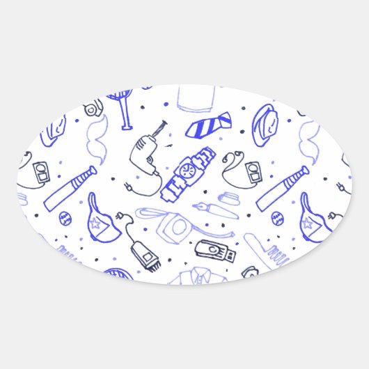 Fathers Day doodle Ovale Sticker (Voorkant)