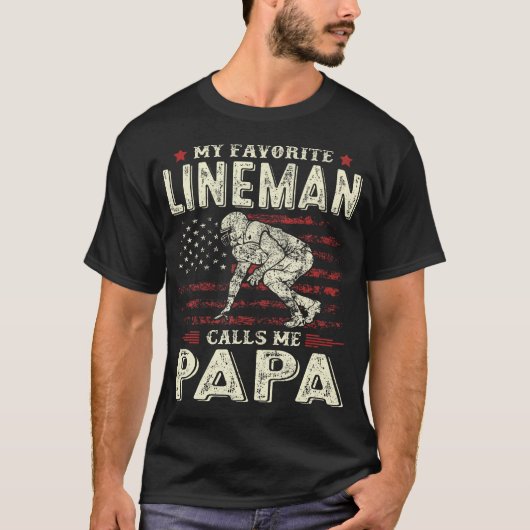 Father'S Day Favorite Lineman Calls Me Papa Us Fla T-shirt (Voorkant)