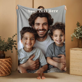 Fathers Day Fleece Blanket Custom Photo Text Gifts Deken