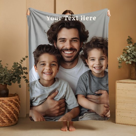 Fathers Day Fleece Blanket Custom Photo Text Gifts Deken