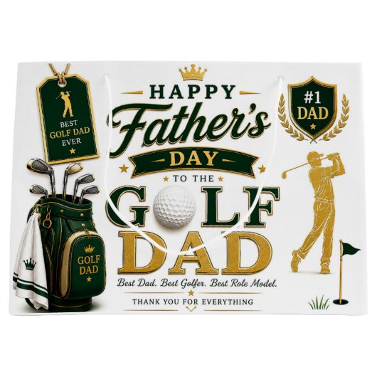 Father's Day for Golf Dad Groot Cadeauzakje (Voorkant)