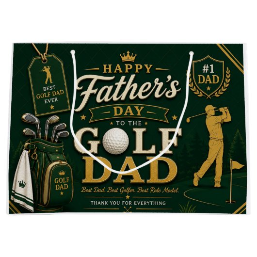 Father's Day for Golf Dad Groot Cadeauzakje (Voorkant)