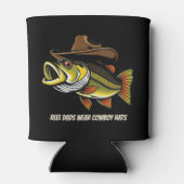 Fathers Day Funny Fish Dragen van een Cowboy Pet Blikjeskoeler (Achterkant)