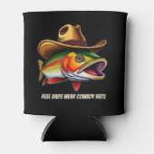 Fathers Day Funny Fish Dragen van een Cowboy Pet Blikjeskoeler (Voorkant)