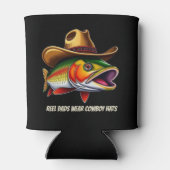 Fathers Day Funny Fish Dragen van een Cowboy Pet Blikjeskoeler (Achterkant)