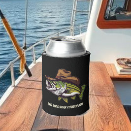 Fathers Day Funny Fish Dragen van een Cowboy Pet Blikjeskoeler