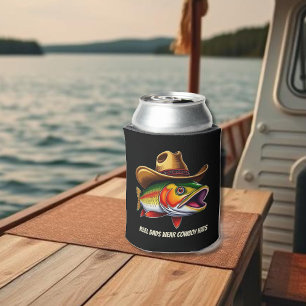 Fathers Day Funny Fish Dragen van een Cowboy Pet Blikjeskoeler