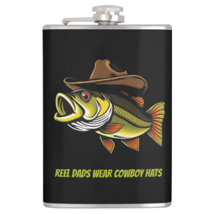 Fathers Day Funny Fish Dragen van een Cowboy Pet Heupfles