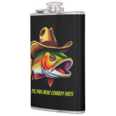 Fathers Day Funny Fish Dragen van een Cowboy Pet Heupfles (Links)