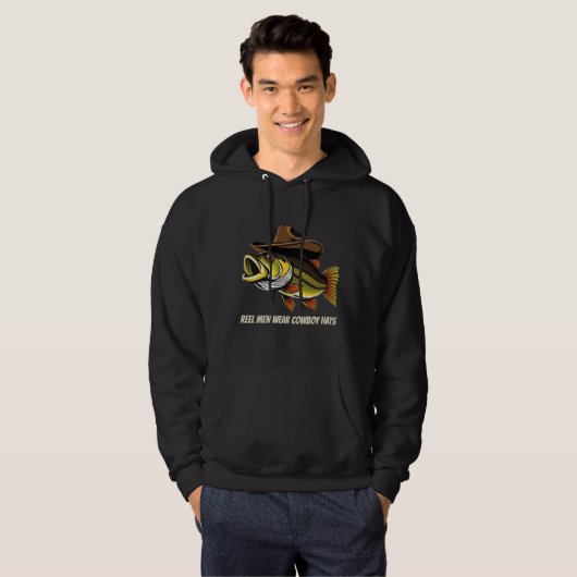 Fathers Day Funny Fish Dragen van een Cowboy Pet Hoodie (Voorkant volledig)