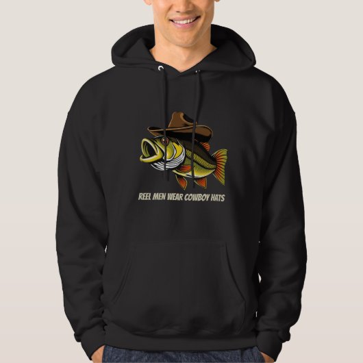 Fathers Day Funny Fish Dragen van een Cowboy Pet Hoodie (Voorkant)
