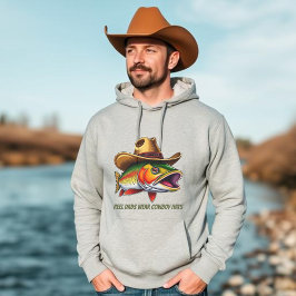 Fathers Day Funny Fish Dragen van een Cowboy Pet Hoodie