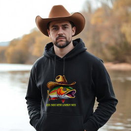 Fathers Day Funny Fish Dragen van een Cowboy Pet Hoodie