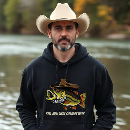 Fathers Day Funny Fish Dragen van een Cowboy Pet Hoodie