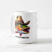 Fathers Day Funny Fish Dragen van een Cowboy Pet Koffiemok (Voorkant links)