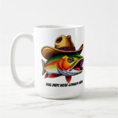 Fathers Day Funny Fish Dragen van een Cowboy Pet Koffiemok (Links)