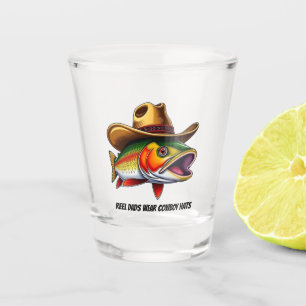 Fathers Day Funny Fish Dragen van een Cowboy Pet Shot Glas
