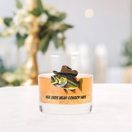 Fathers Day Funny Fish Dragen van een Cowboy Pet Whisky Glas