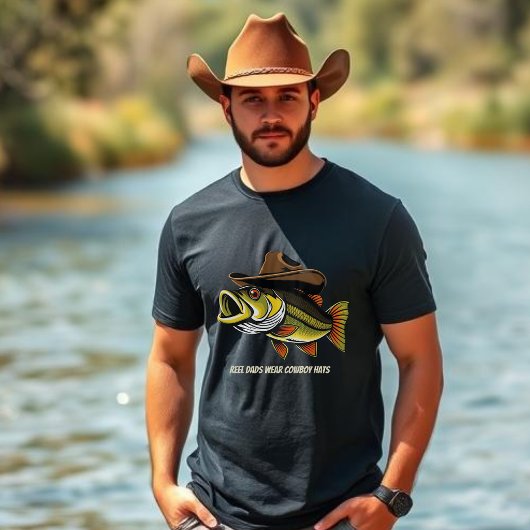 Fathers Day Funny Fish met een Cowboy-Pet T-shirt