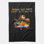 Fathers Day Funny Fish met een Cowboy-Pet Theedoek (Verticaal)