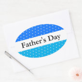 FATHERS DAY Gestippelde tweekleurige blauwe witte  Ovale Sticker (Envelop)
