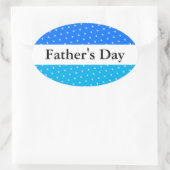 FATHERS DAY Gestippelde tweekleurige blauwe witte  Ovale Sticker (Tas)